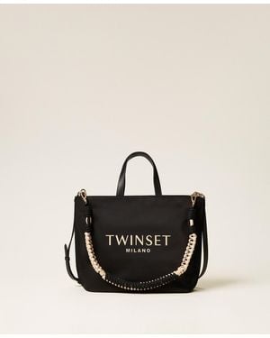 Twinset Shopper Bag With Logo - Black
