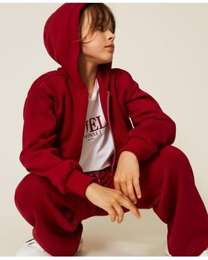 Twinset Scuba Fabric Hoodie And Wide Trousers - Red