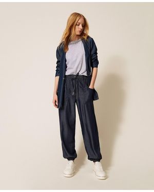 Twinset Chambray Joggers - Blue
