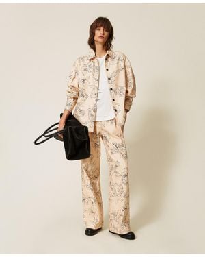 Twinset Pantalón De Bull Con Estampado De Flores - Neutro