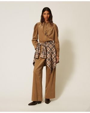 Twinset Pantalones Myfo De Terciopelo - Neutro