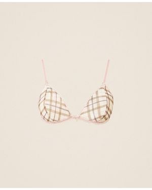 Twinset Chequered Charmeuse Triangle Bra - Natural