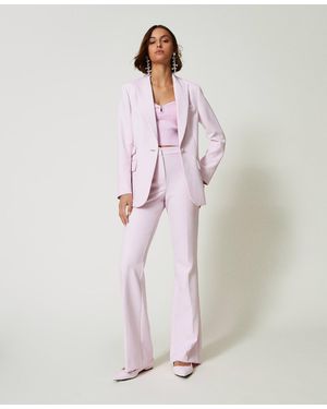 Twinset Flared Cady Crêpe Trousers, Tulle - Pink