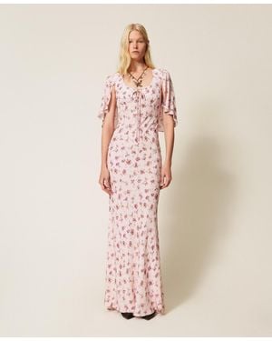 Twinset Long Floral Print Dress - Pink
