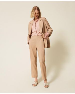 Twinset Linen Blend Trousers - Natural