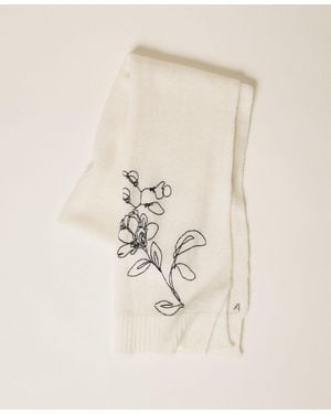 Twinset Strickschal Mit Floralem Stickmotiv - Natur