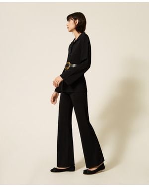 Twinset Knitted Palazzo Trousers - Natural