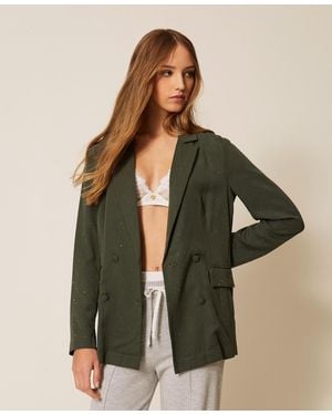 Twinset Twill Blazer With Studs - Green