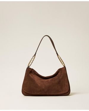 Twinset Medium Liliane Suede Bag - Brown