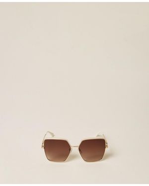 Twinset Square-Shaped Metal Sunglasses - Natural