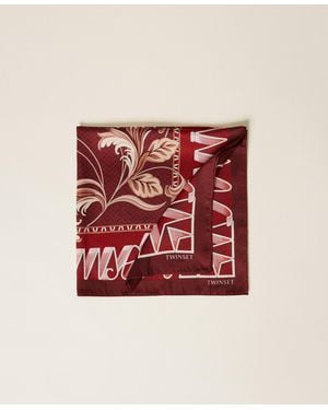 Twinset Pañuelo De Raso Con Estampado, Mujer - Rojo