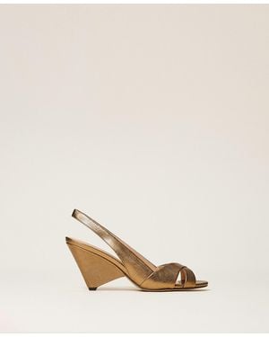 Twinset Laminated Leather Sandals - Natural