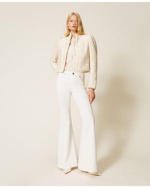 Twinset Cotton Bull Flared Trousers - Natural