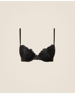 Twinset Embroidered Tulle Push-Up Bra - Natural