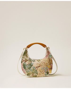Twinset Jacquard 'Croissant' Bag With Charms - Natural