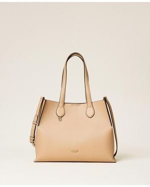 Twinset Shopping Bag With Logo - Natural