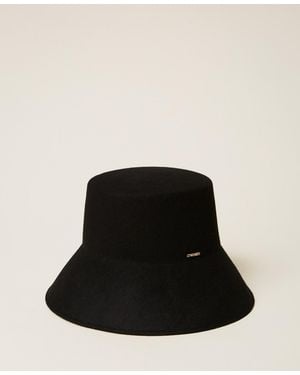 Twinset Wool Cloth Bucket Hat - Black