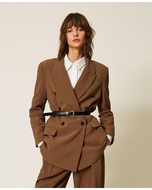 Twinset Cady Blazer With Belt - Brown
