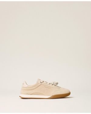 Twinset Suede Trainers With Tassels - Natural