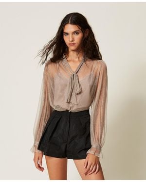 Twinset Tulle Shirt With Lurex - Black
