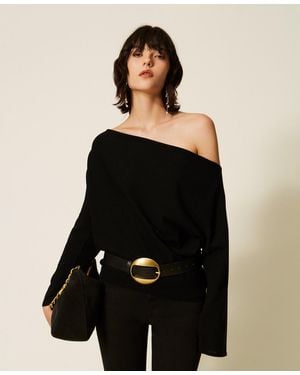 Twinset Dual-Use Maxi Jumper - Black