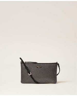 Twinset Mini Satin Bag With Rhinestones - White