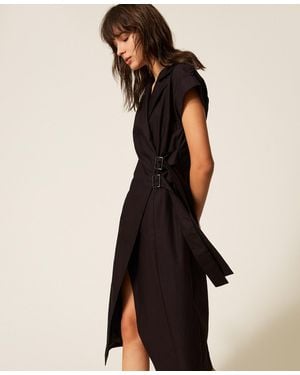 Twinset Recycled Poplin Midi Dress - Black