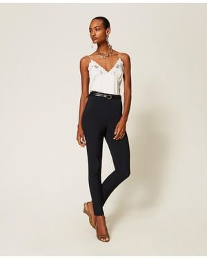 Twinset Pantalones Ceñidos De Crepé - Neutro
