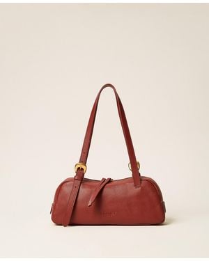 Twinset Adjustable Leather Bowler Bag - Red