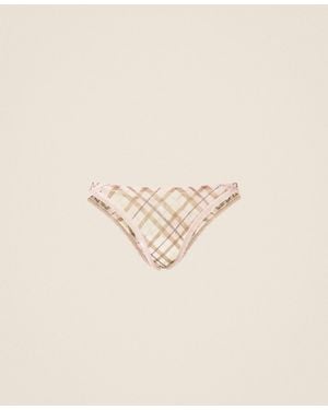Twinset Charmeuse Brazilian Brief With Check Print - Natural