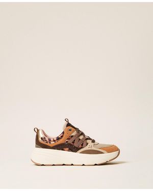 Twinset Leather Running Trainers - Natural