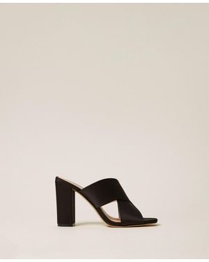 Twinset Satin Mules - Natural