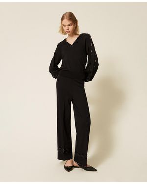 Twinset Cable Knit Trousers - Black