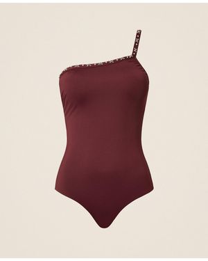 Twinset One-Shoulder Swimsuit With Embroidery - Red