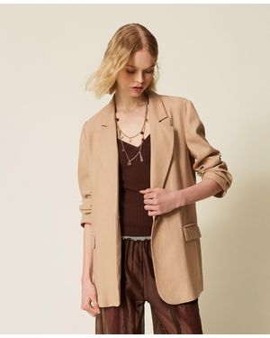 Twinset Linen Blend Blazer - Natural