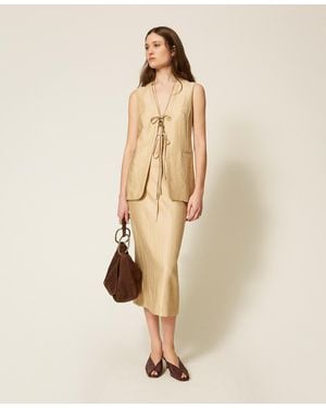 Twinset Laminated Midi Skirt - Natural