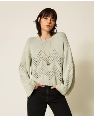 Twinset Jersey De Mezcla De Lana Con Diseño Chevrón - Neutro