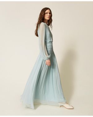 Twinset Long Crépon Dress - Blue