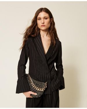 Twinset Lurex Pinstriped Blazer - Black
