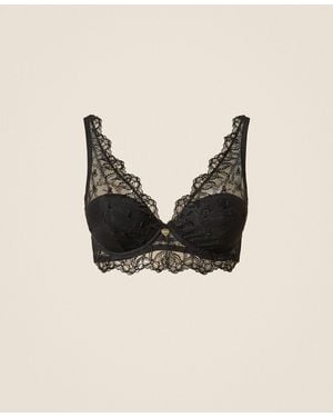 Twinset Bralette Aus Tüll Mit Aufgestickten Schleifen - Schwarz