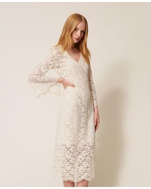 Twinset Lace Midi Dress - Natural