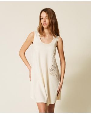 Twinset Maxi Top With Crochet Detail - Natural