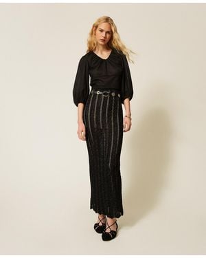 Twinset Long Knit Skirt With Lurex - Black
