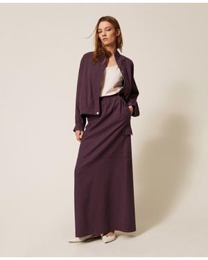 Twinset Lyocell And Cotton Long Skirt - Purple