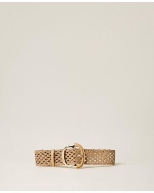 Twinset Intertwined Belt With Maxi Buckle - Natural