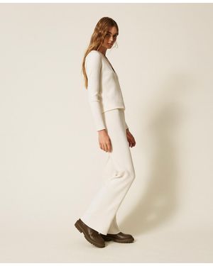 Twinset Ribbed Knit Trousers - Natural