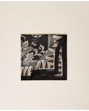 Twinset Halstuch Aus Satin Mit Print - Schwarz