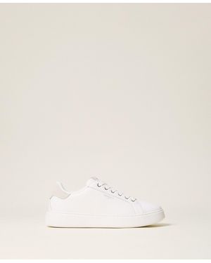 Twinset Sneaker Aus Leder, Damen - Natur