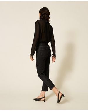 Twinset Hand Embroidered Skinny Jeans - Natural