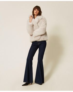 Twinset Short Faux Fur Coat - Natural